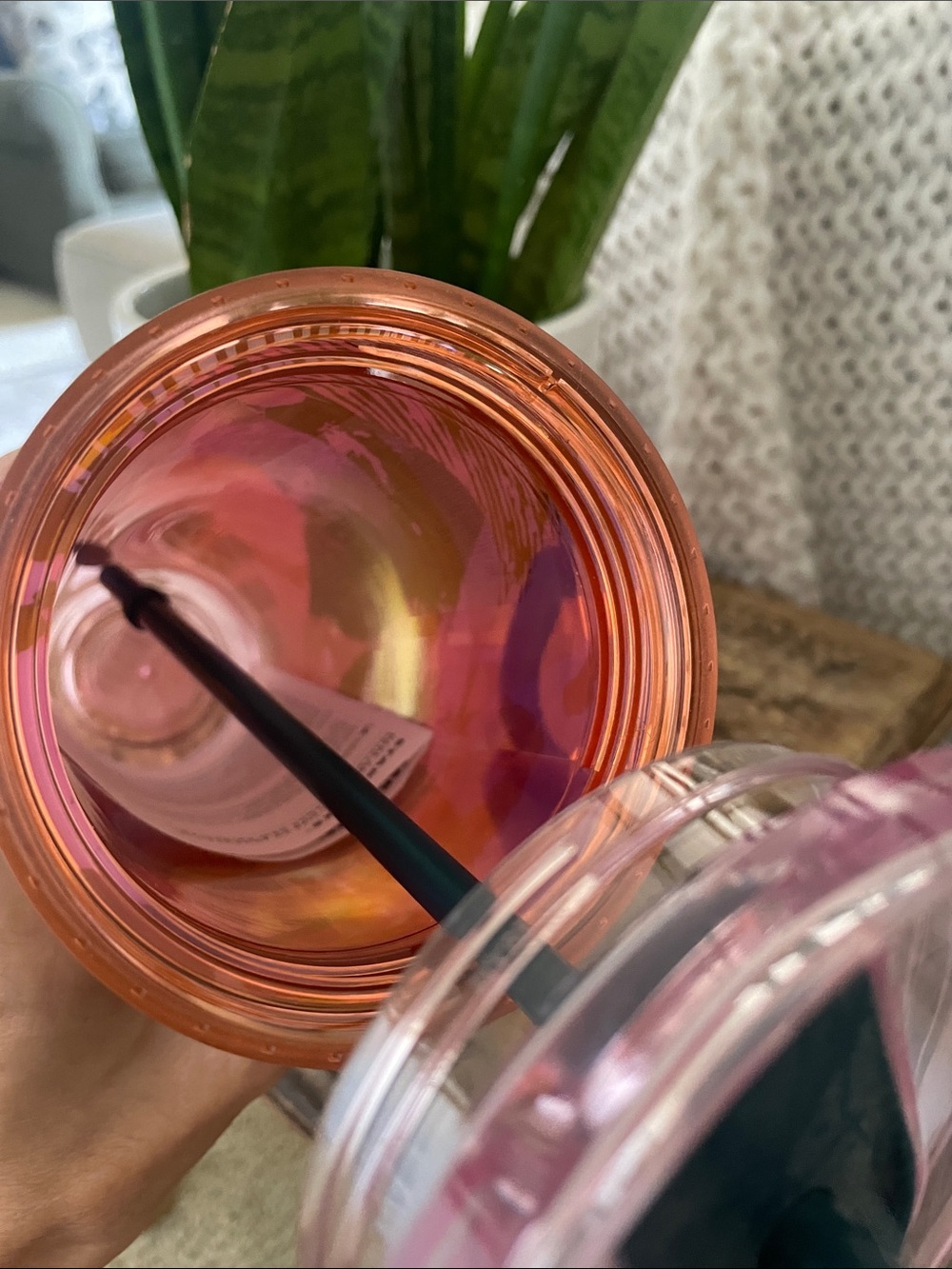 Starbucks Pink and Coral Iridescent Abstract Tumbler with Dark Straw - Picture 3 of 5
